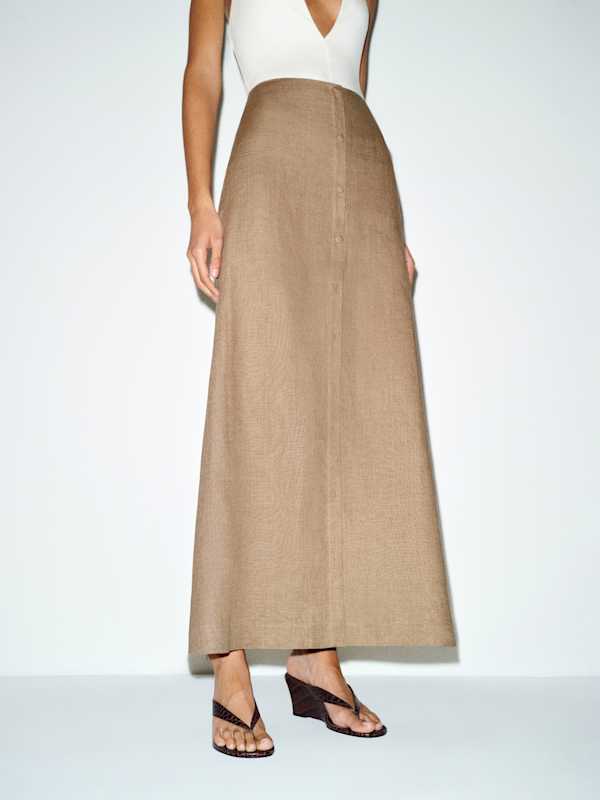Andi Linen Maxi Skirt - Dark Oatmeal