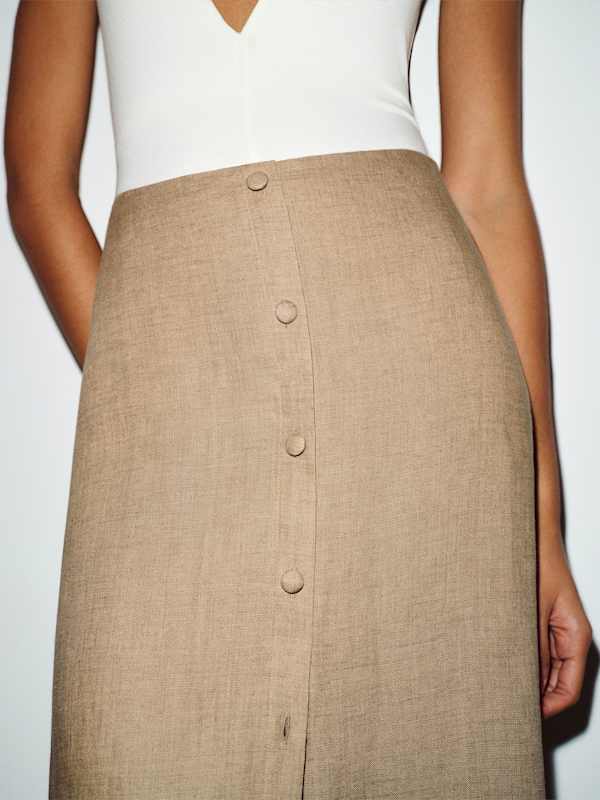 Andi Linen Maxi Skirt - Dark Oatmeal