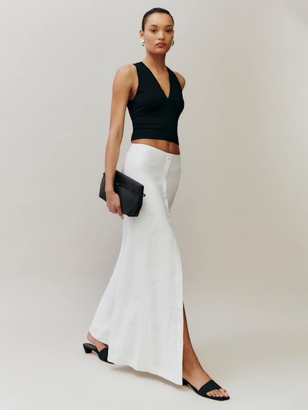 Andi Linen Maxi Skirt - White