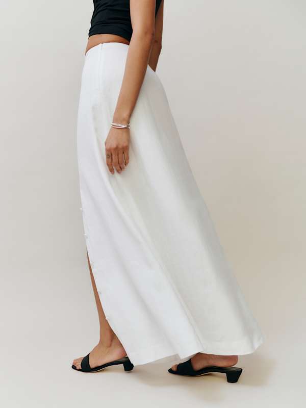 Andi Linen Maxi Skirt - White