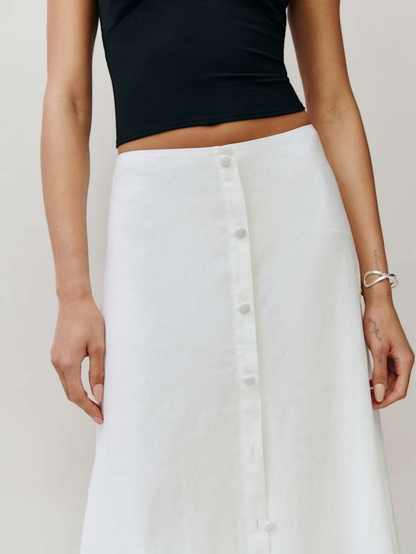 Andi Linen Maxi Skirt - White