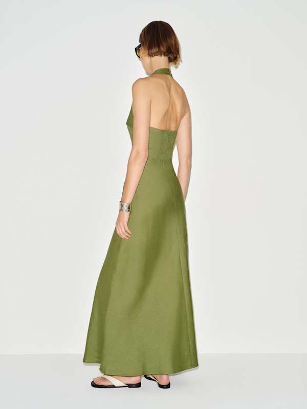 Delilah Linen Dress - Green Bean