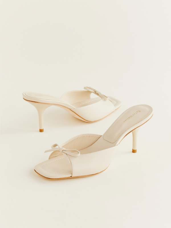 Clementine Heeled Mule Sandal - Almond Leather