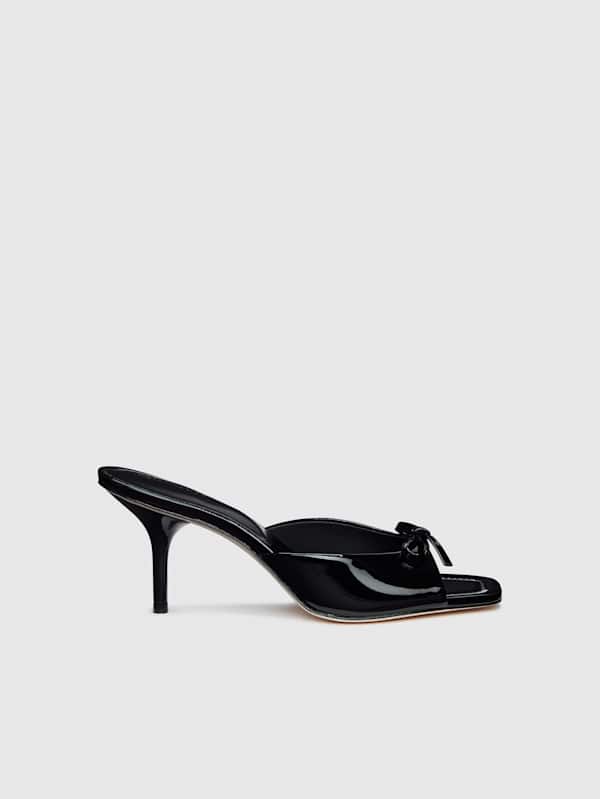 Clementine Heeled Mule Sandal - Black Patent