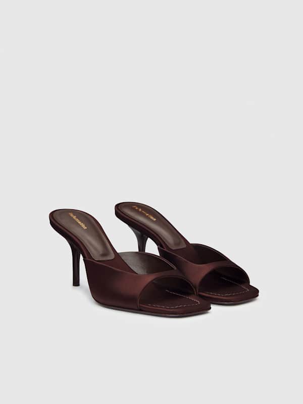 Clementine Heeled Mule Sandal - Cafe Satin