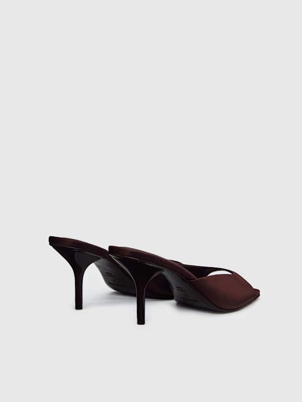 Clementine Heeled Mule Sandal - Cafe Satin