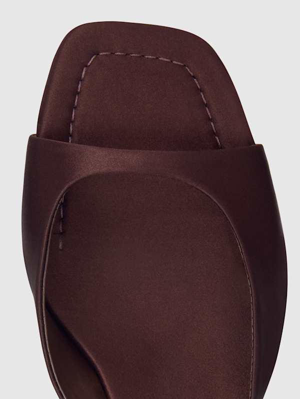 Clementine Heeled Mule Sandal - Cafe Satin