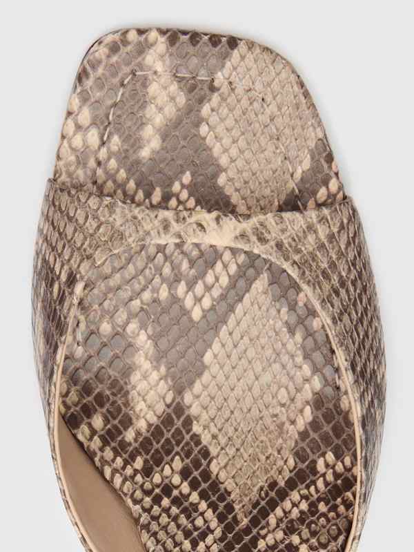 Clementine Heeled Mule Sandal - Tan Snake