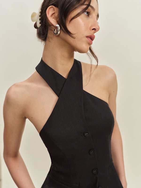 Tate Linen Top - Black