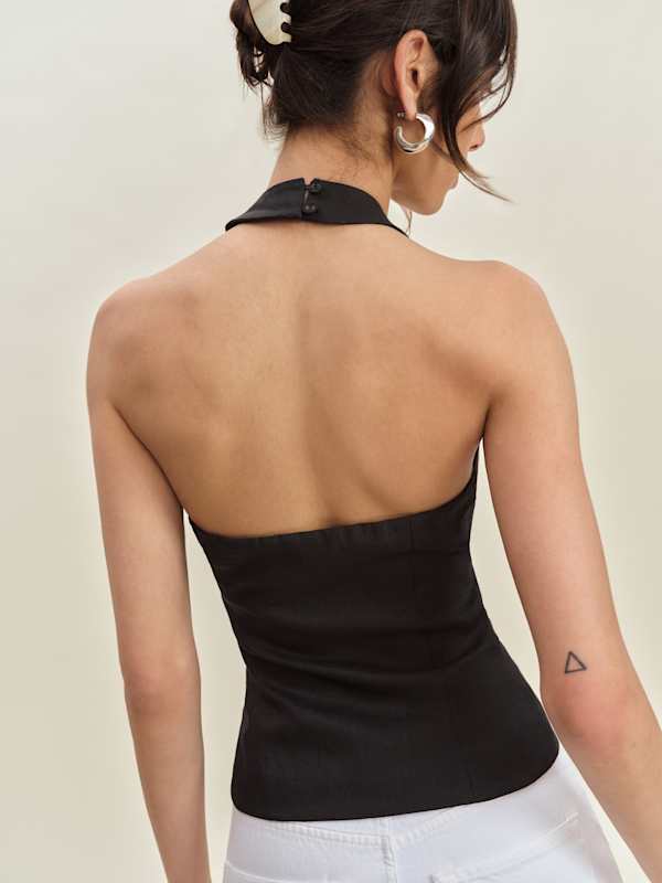 Tate Linen Top - Black