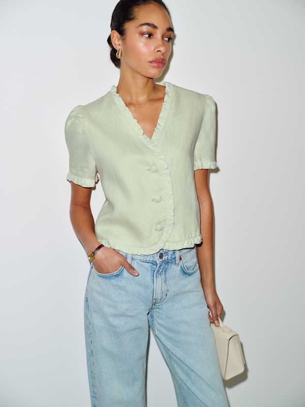 Bess Linen Top - Salvia