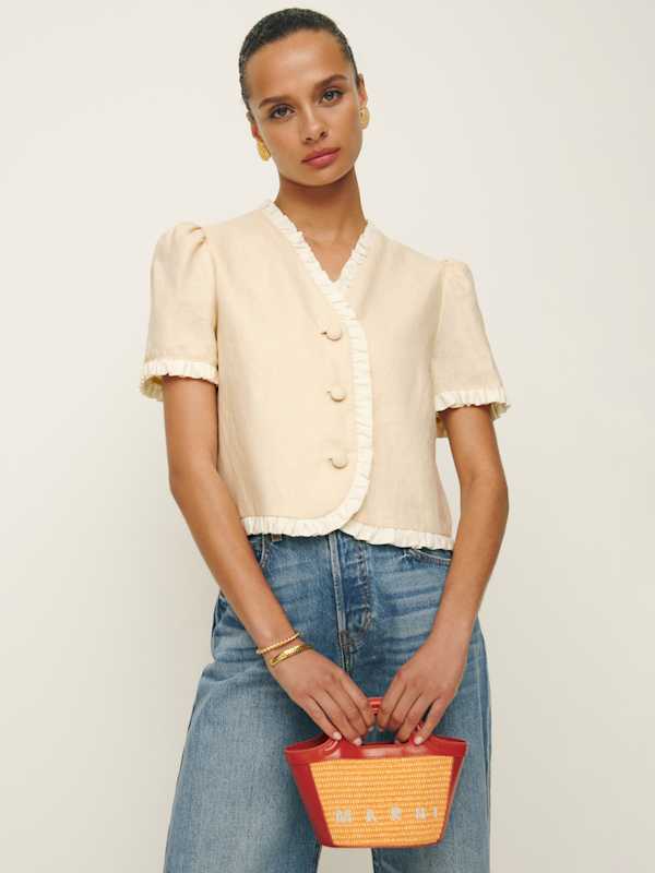 Bess Linen Top - Sugar