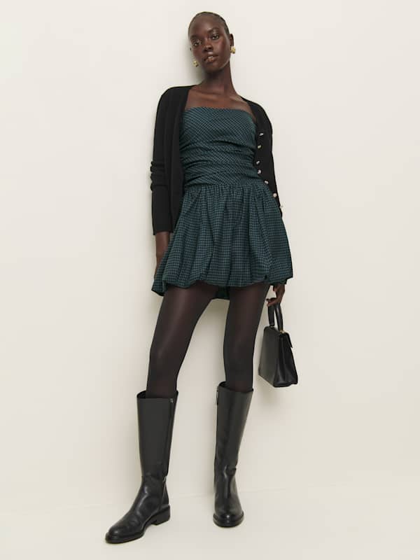 Clea Dress - Dark Slate Check