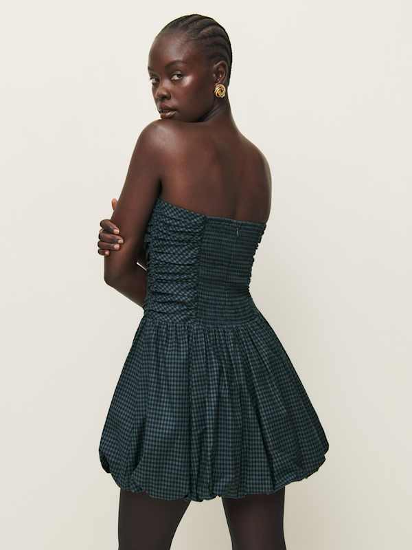 Clea Dress - Dark Slate Check