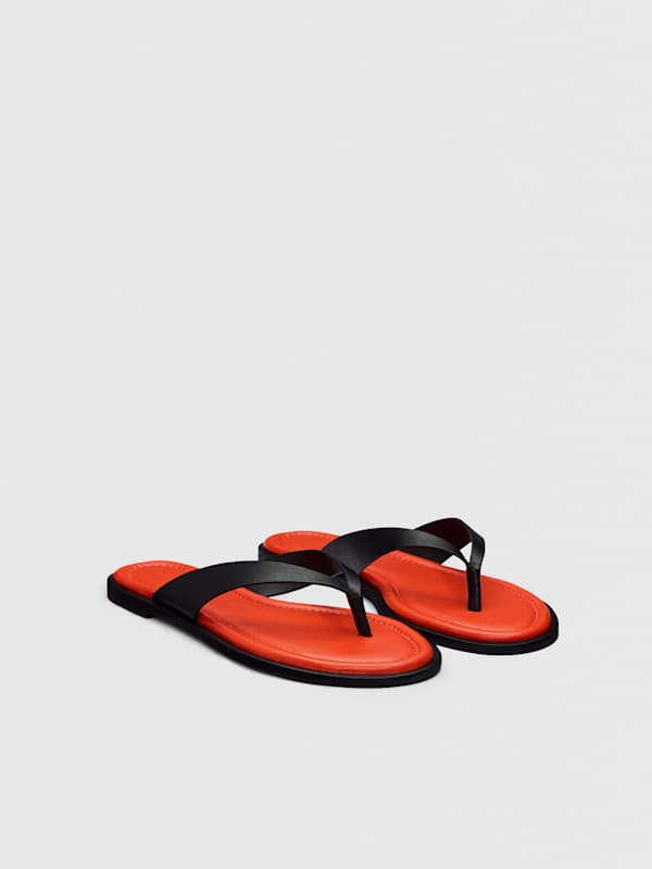 Jessie Thong Sandal - Lobster Black Leather