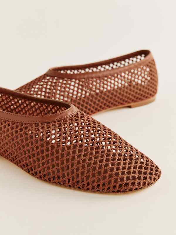 Britt Ballet Flat - Brown Crochet