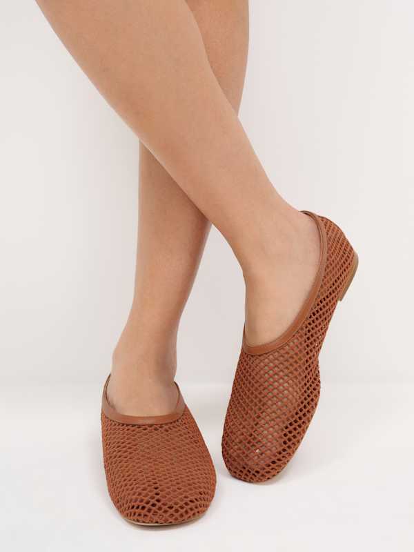 Britt Ballet Flat - Brown Crochet