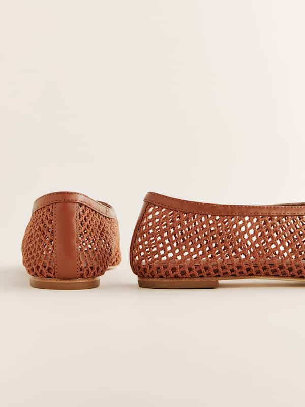 Britt Ballet Flat - Brown Crochet
