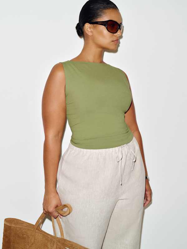 Dusk Knit Top Es - Green Bean