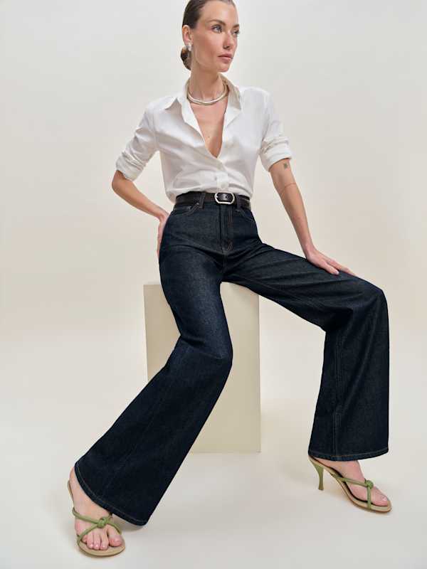 Cary Lived-in Wide Leg Jeans - Quarry