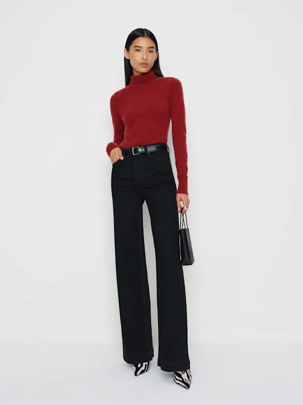 Bex Super Stretch High Rise Wide Leg Jeans - Black