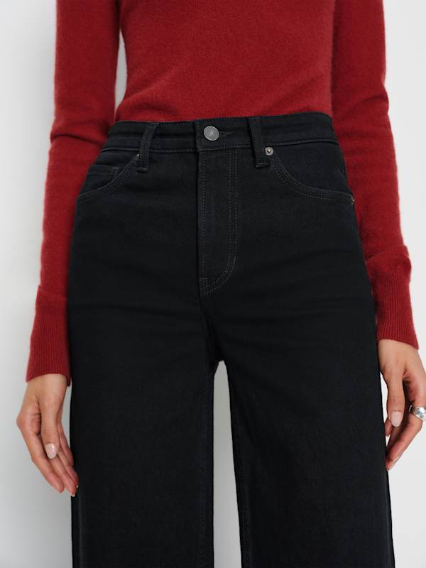 Bex Super Stretch High Rise Wide Leg Jeans - Black