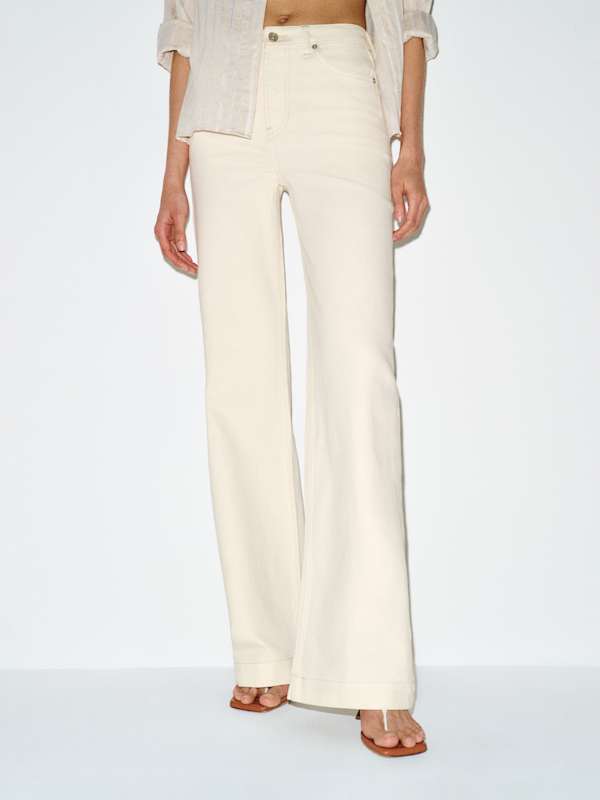 Bex Super Stretch High Rise Wide Leg Jeans - Fior Di Latte