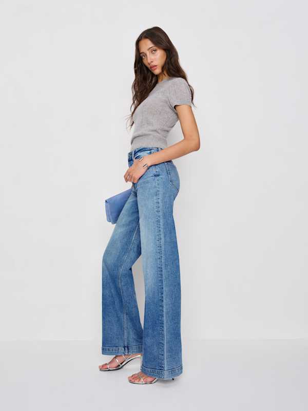 Bex Super Stretch High Rise Wide Leg Jeans - Woods