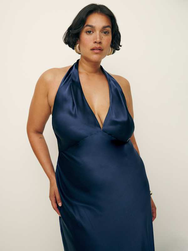 Daniela Silk Dress Es - Navy