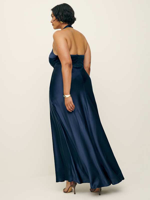 Daniela Silk Dress Es - Navy