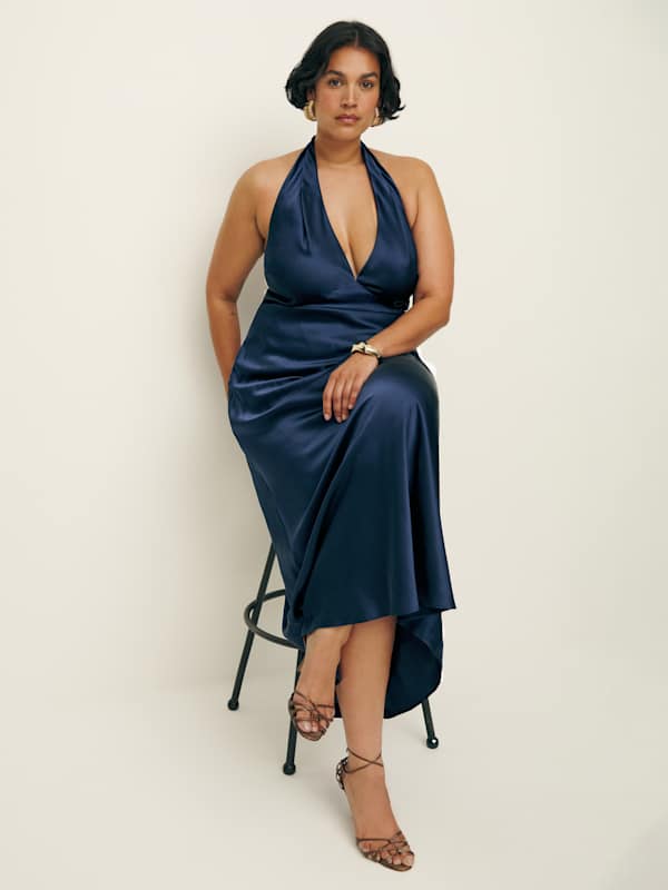 Daniela Silk Dress Es - Navy