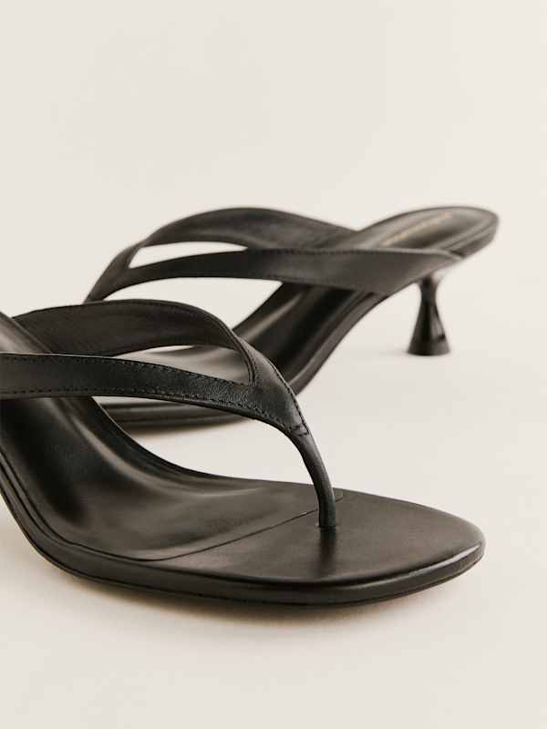 Sophie Heeled Sandal - Black Leather