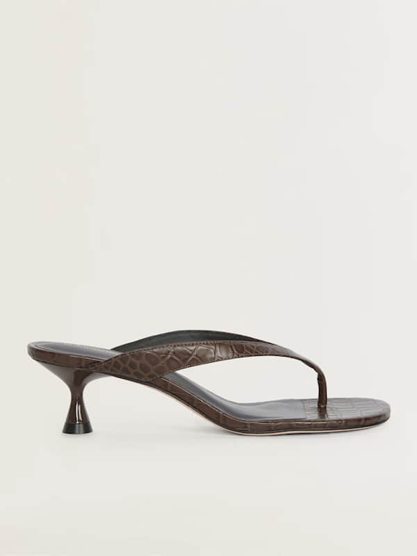 Sophie Heeled Sandal - Brown Croc-effect