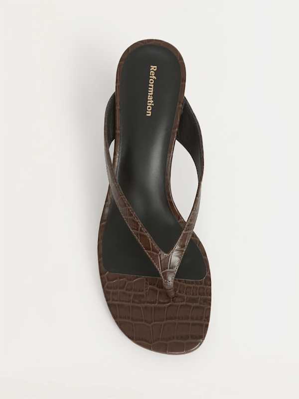 Sophie Heeled Sandal - Brown Croc-effect