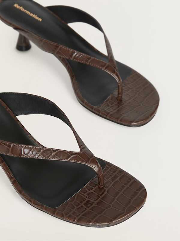 Sophie Heeled Sandal - Brown Croc-effect