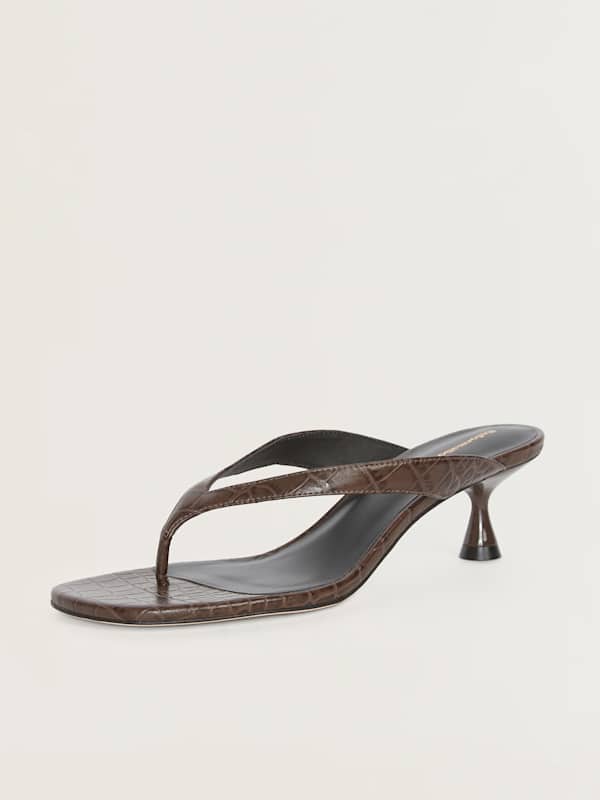 Sophie Heeled Sandal - Brown Croc-effect