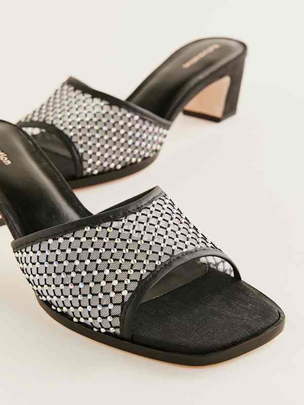 Sandales &agrave; talons Scout - R&eacute;sille noire &agrave; strass
