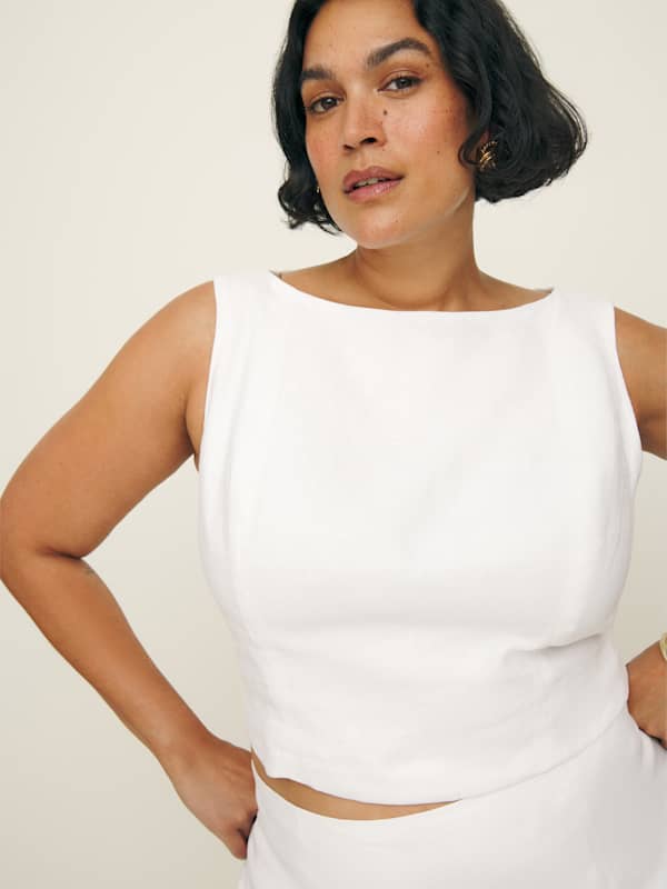 Grace Linen Two Piece Es - White