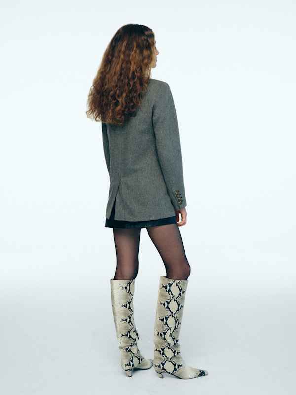 James Relaxed Blazer - Black Herringbone