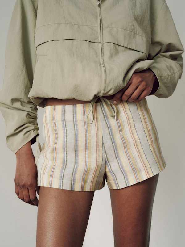 June Low Rise Linen Short - Capri Stripe
