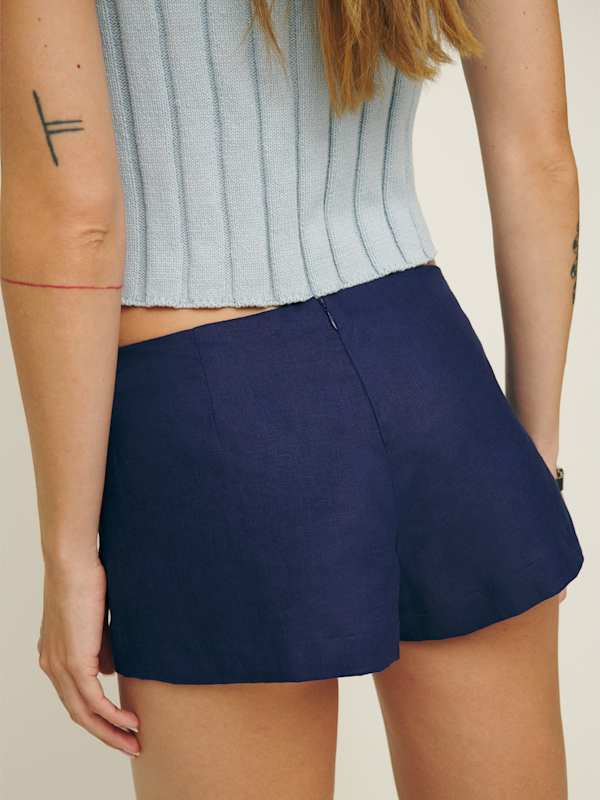 June Low Rise Linen Short - Danube