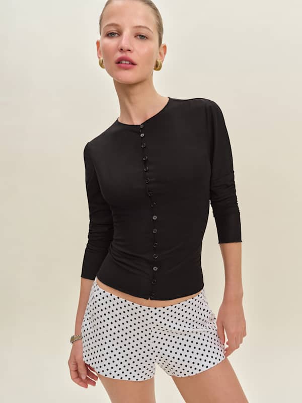 June Low Rise Linen Short - Eclipse Dot