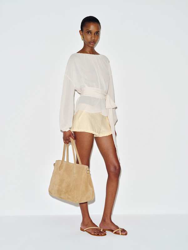 June Low Rise Linen Short - Sugar Ruffle