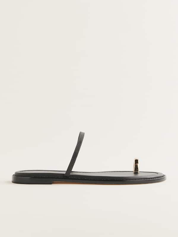 Cassandra Flat Sandal - Black Leather
