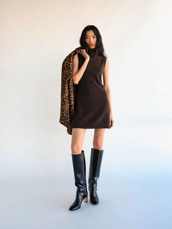 Holland Cashmere Turtleneck Sweater Dress - Compost