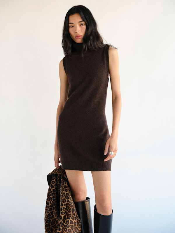 Holland Cashmere Turtleneck Sweater Dress - Compost
