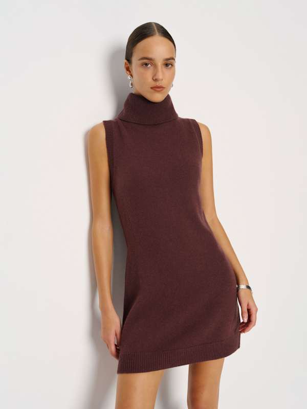 Holland Cashmere Turtleneck Sweater Dress - Quinoa