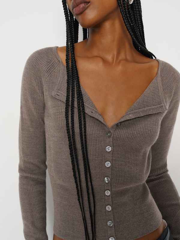 Meadow Regenerative Merino Cardigan - Cocoa
