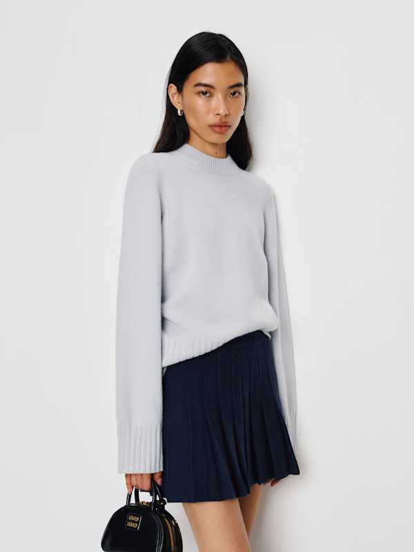 Mina Regenerative Merino Pleated Skirt - Navy