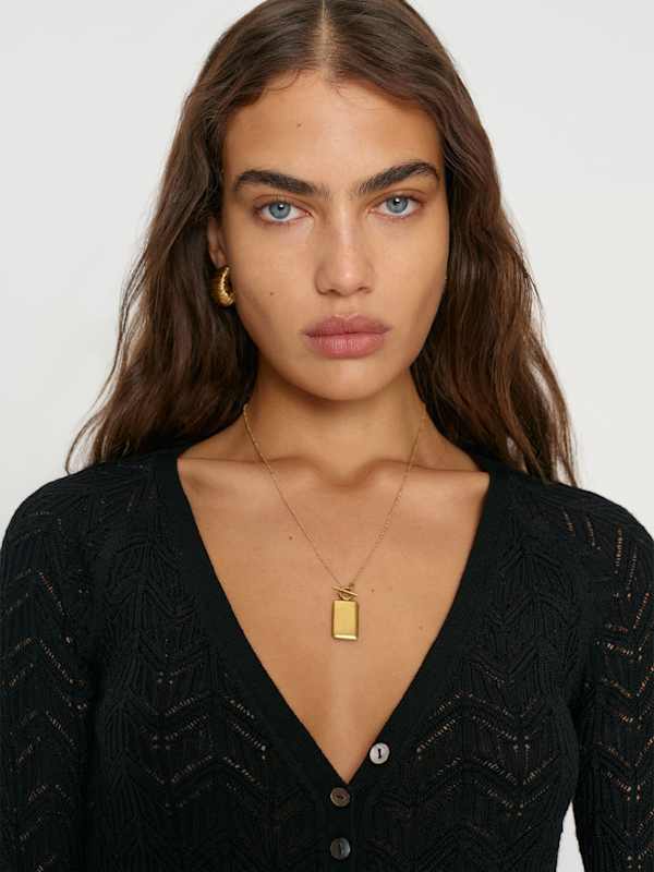 Sutton Regenerative Merino Open Knit Sweater - Black